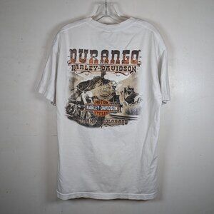 Harley Davidson T Shirt Durango Colorado Graphic Tee Mens Large White 2018